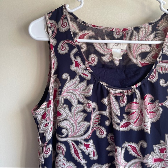 Loft Navy Paisley Floral Swing Tank Top - Picture 2 of 5